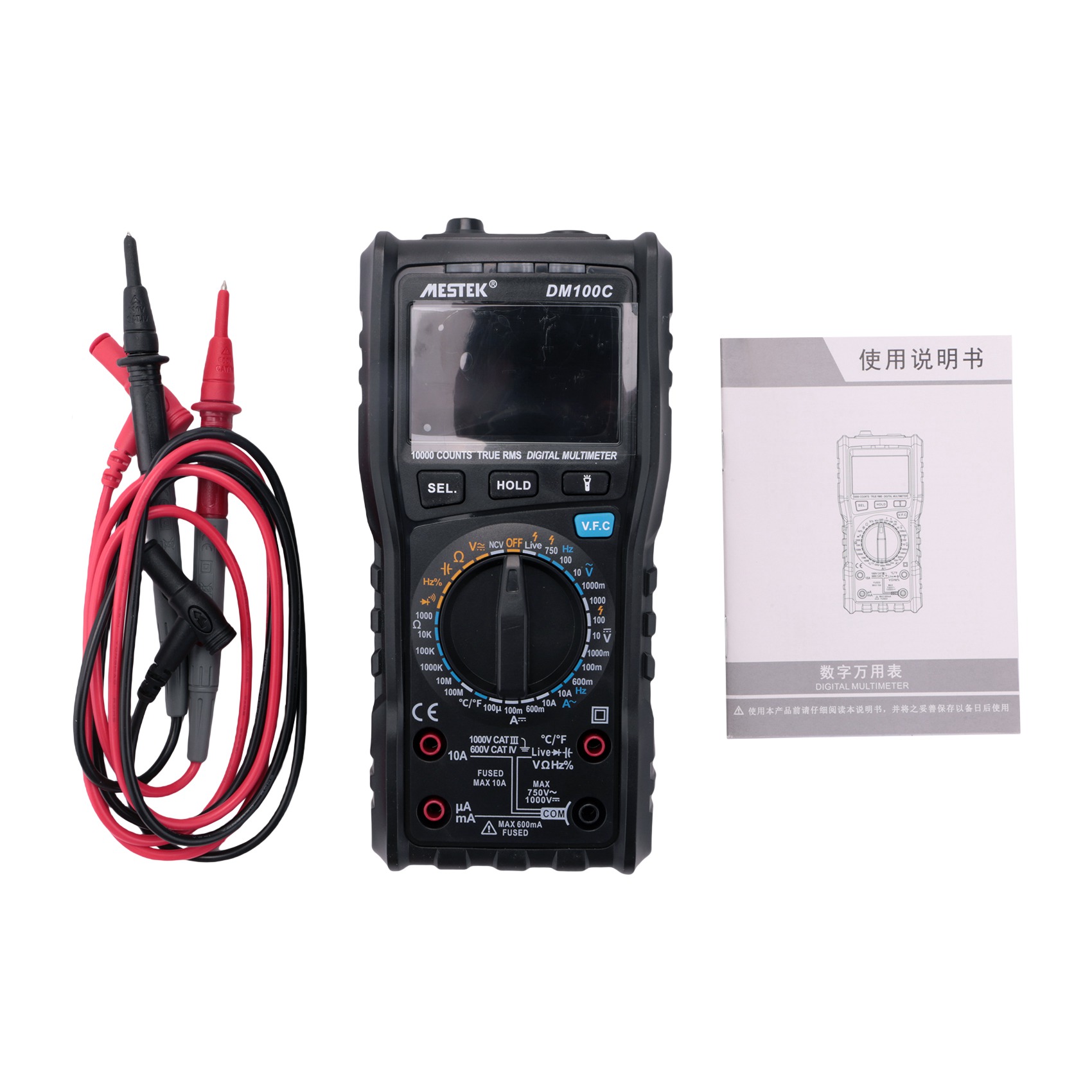 DM100C True- Digital Multimeter Button 10000 Count with Analog Bar ...