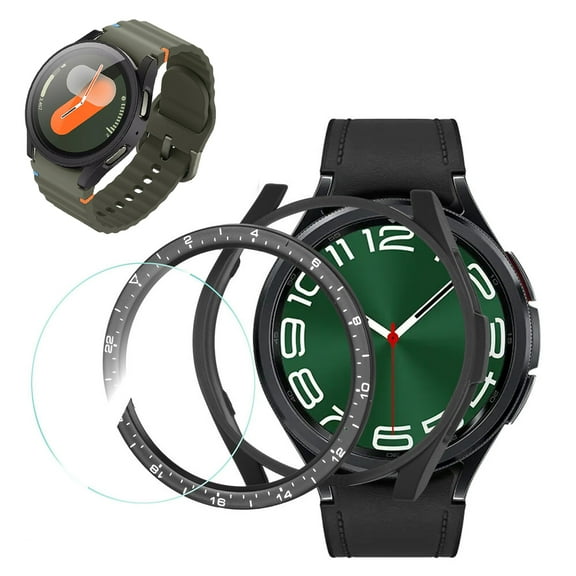 HOMEYA Case for Samsung Galaxy Watch 6 Classic 47mm,360°Protective Hard PC Bumper with Tempered Glass Screen Protector for Galaxy Watch 6 Classic 47mm