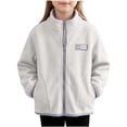 thumbnail image 2 of Mifsaly Boys Girls Fleece Jacket Full Zip Stand Collar Warm Winter Coat with Pockets Kids Everyday Casual Cozy Thermal Outerwear, 2 of 7
