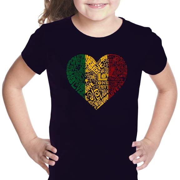LA Pop Art Girl's Word Art T-shirt - One Love Heart