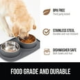 thumbnail image 6 of GORILLA GRIP Dog Bowls Feeding Mat Set, Stainless Steel Bowl, Raised Edge Silicone, 2 Cup, Gray, 6 of 10
