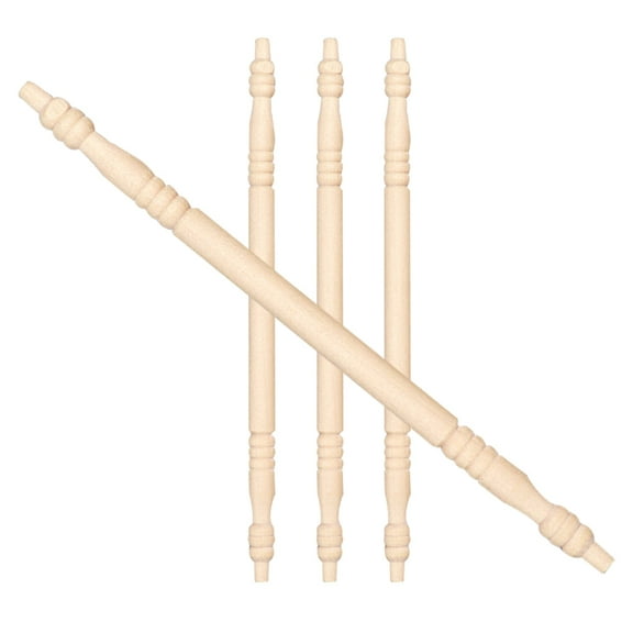 Supvox Mini Wooden Pillars for Dollhouse Decoration Beige Birch Miniature Newel Posts Practical DIY Accessories 4 Pieces