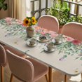 thumbnail image 3 of Watercolor Roses Table Cloths for 8 Foot Rectangle Tables, Spring Flowers Leaves Butterflies Beige Patio Waterproof Elastic Fitted Tablecloths, Washable Rectangular Table Cover for Camping, 3 of 8