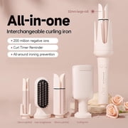 5 in 1 Interchangeable Curling Iron Set, 5 Styling Tools, 28mm,32mm,40mm Roll, Hair Straightener Brush,Volumizing Comb,and Curling Iron,3 Temp & Timer & Negative Ions