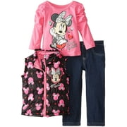 Disney Baby Girls' Minnie Mouse 3 Piece Nylon Vest Set, Black, 24 Months