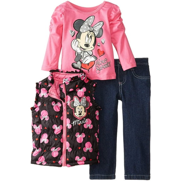 Disney Baby Girls' Minnie Mouse 3 Piece Nylon Vest Set, Black, 12 Months