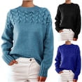 thumbnail image 2 of Women's Plus Size Weaving Textured Sweaters Loose Crewneck Long Sleeves Ladies Knitted Pullover Casual Sweater Tops, 2 of 6