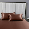thumbnail image 4 of Reliable Bedding 4 piece Sheet Set, Silk Satin Sheet Set, Extra Soft Silky Sheets, Royal Luxury Sheet Set 24" Deep Pocket, Wrinke Free (Chocolate ,Short Queen), 4 of 6