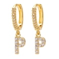 thumbnail image 2 of Xihbxyly Pendientes Delicados, Aros con Iniciales de Diamantes de Imitación Brillantes, Diseño de Letras Del Alfabeto Chapadas En Oro, Accesorio Elegante para Cualquier Atuendo, Ocasiones Especiales,, 2 of 2