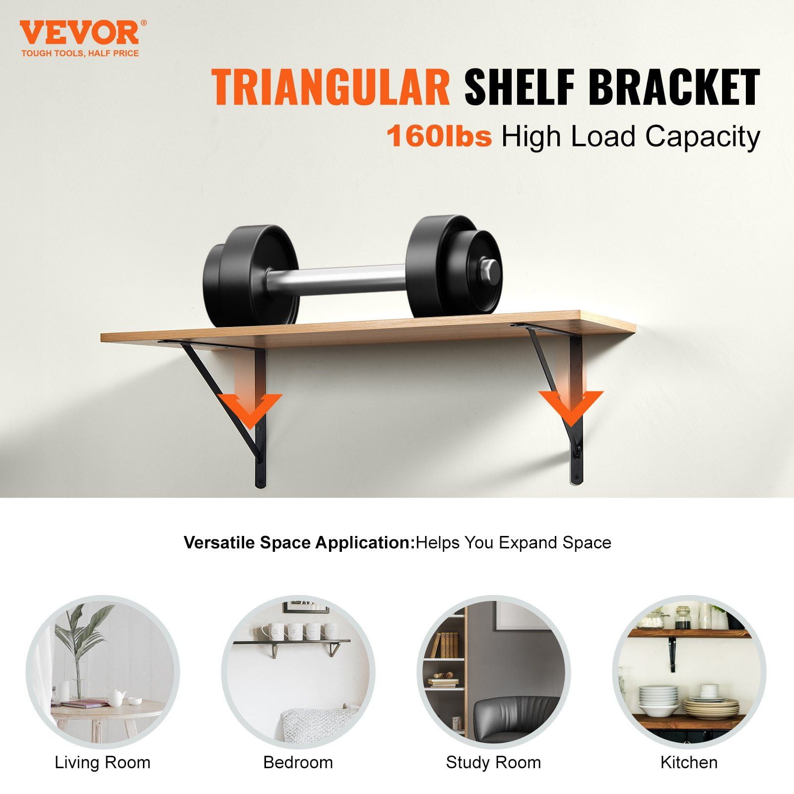 Heavy Duty 18x12 Inch Floating Shelf Brackets 12 Pcs Matte Black Steel 3mm Thick 160 lbs Load Capacity