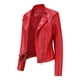 thumbnail image 3 of Chaquetas para mujer Slim Leather Stand Collar Zip Motocicleta Traje Cinturón Abrigo Chaqueta Tops Odeerbi ODB-3, 3 of 5