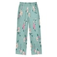 thumbnail image 2 of Kids' Pajama Pants Soft Relaxed Fit Sleep Pants Lounge Pants with Pockets Pink and Teal Floral Pattern Small, 2 of 9