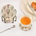 thumbnail image 5 of Haosy Set of 6 Drink Woven Coaster with Holder Heat Resistant Non-Slip Bar Coasters 4 Inches Watercolor Hot Air Balloons, 5 of 7