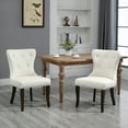 thumbnail image 2 of Modern Dining Chairs with Armrest Set of 2, Tufted Upholstered Dining Chairs with Nailhead Trim&Solid Wood Legs, Fabric Dining Room Chairs, Classic Accent Chair for Living Room, Bedroom, Gream, W15177, 2 of 11