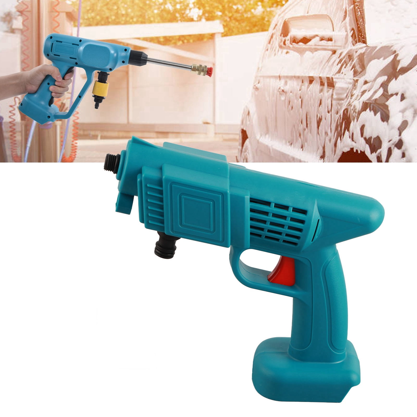 LAZIOEGR 18V Cordless Portable Car Pressure Washer with Hose and Filter / High Power 800W Electric Washer Cleaner Tool for Washing Cars, Watering Flowers, and Floor Cleaning - Tool Only