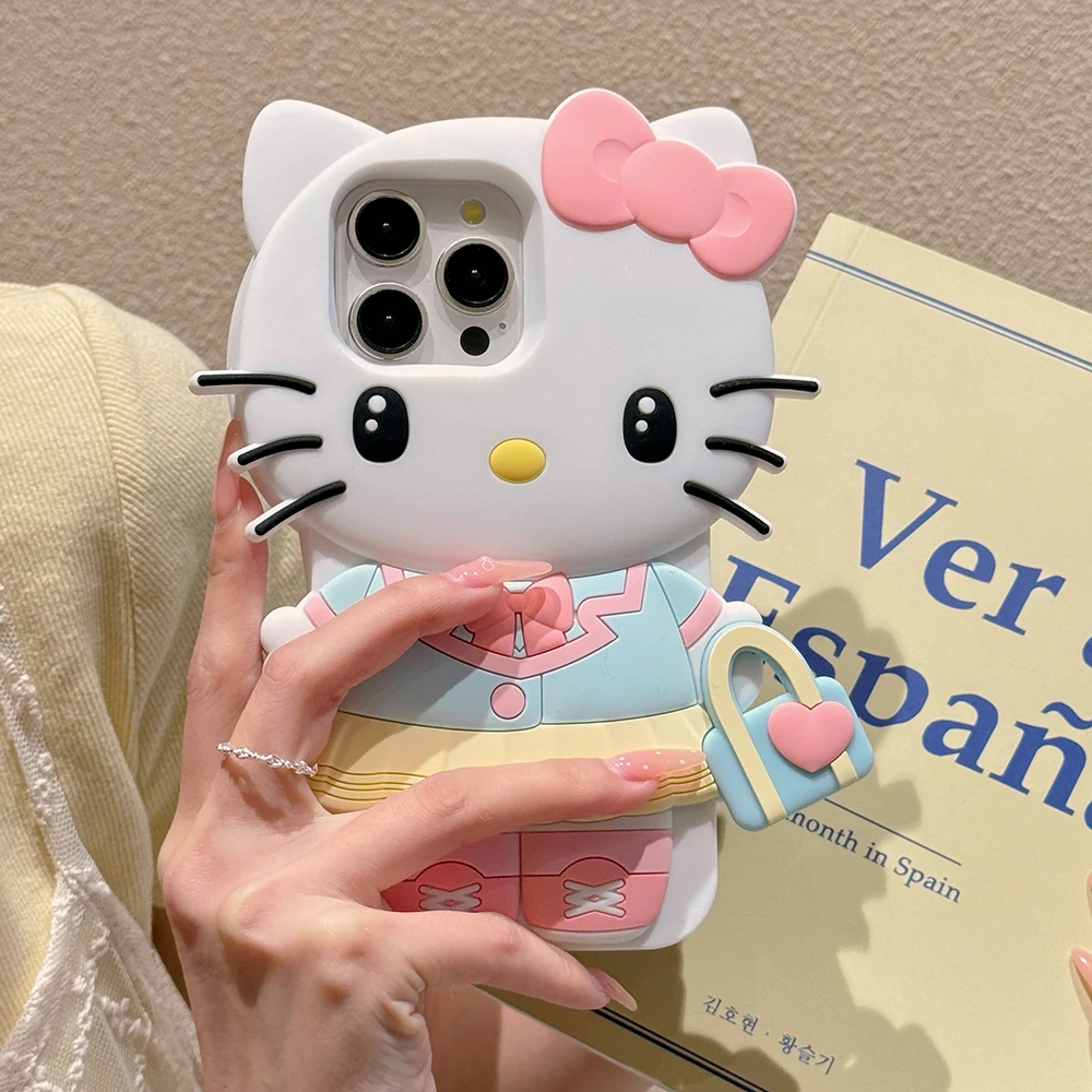 Cute Cartoon 3D Stereo Kuromi Hello Kitty Phone Case for IPhone 16