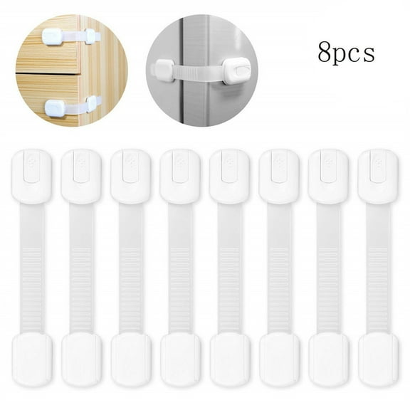 Fzsteel 8-Pack Child Safety Cabinet Drawer Locks, Durable Plastic & Double-Sided Tape, 21cm White Refrigerator Latches for Home, Kitchen, Furniture (8 Count)