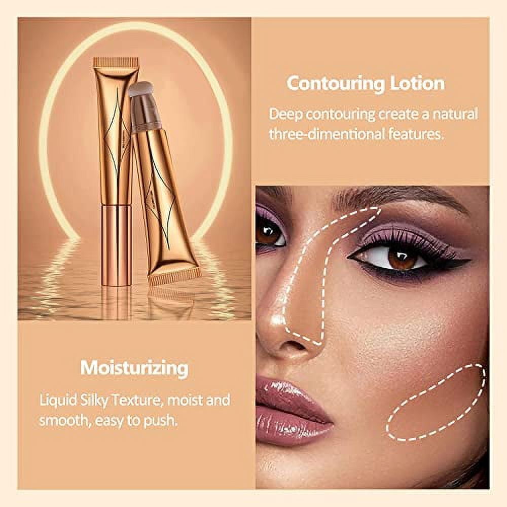 Liquid Contour, Liquid Bronzer Stick with Cushion Applicator Attached, Liquid  Highlighter Contour Wand, Easy to Blend & Long Lasting & Smooth Natural  Matte Finish, Lightweight Super Silky Cream Contou 