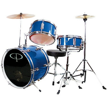 GP Percussion 3-Piece Complete Junior Drum Set, Royal Blue