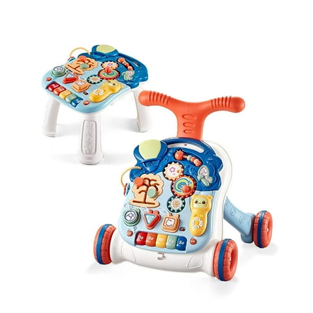 Baby Learning Walker Sit-to-Stand Baby Walker with Wheels Entertainment Table Kids Early Educational Activity Center, Baby Push Walkers for Boys and Girls