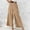 Khaki, variant on Idoravan Women's Size Pants Women Casual Solid Linen Drawstring Elastic Waist Long Wide Leg Pants