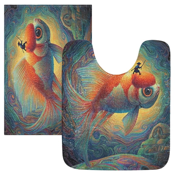 IAUYY 24x16 Inch Bath Mat Thick Soft Plush Shower Mat TPR Backing Material Non Slip Bath Mats for Bathroom for Tub Shower Hotel Back Of The Small Fish
