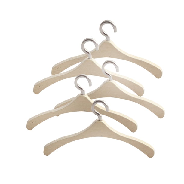 5 piezas de madera para muñecas, perchas para ropa, soporte para ropa, mini perchas para abrigos, estante de exhibición, accesorios de decoración para
