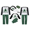 thumbnail image 3 of Family Matching Christmas Pajamas Set  Tree Letter Print Long Sleeve Tops Plaid Pants Green Holiday Sleepwear 2Pcs Set, 3 of 6