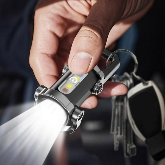 Portable Rechargeable Bright Keychain Flashlight Phone Charger, 1200lm Keychain Flashlights, USB Rechargeable, 7 Lighting Modes, Waterproof Design for Camping Hiking Outdoor Activities