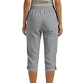 thumbnail image 4 of MLQIDK Light Gray Crop Capri Pants for Women Dressy Casual Drawstring Lounge Pants Knee Length Elastic Waist Ladies Capris Trendy Summer Pedal Pushers with Pockets Light Gray M, 4 of 6
