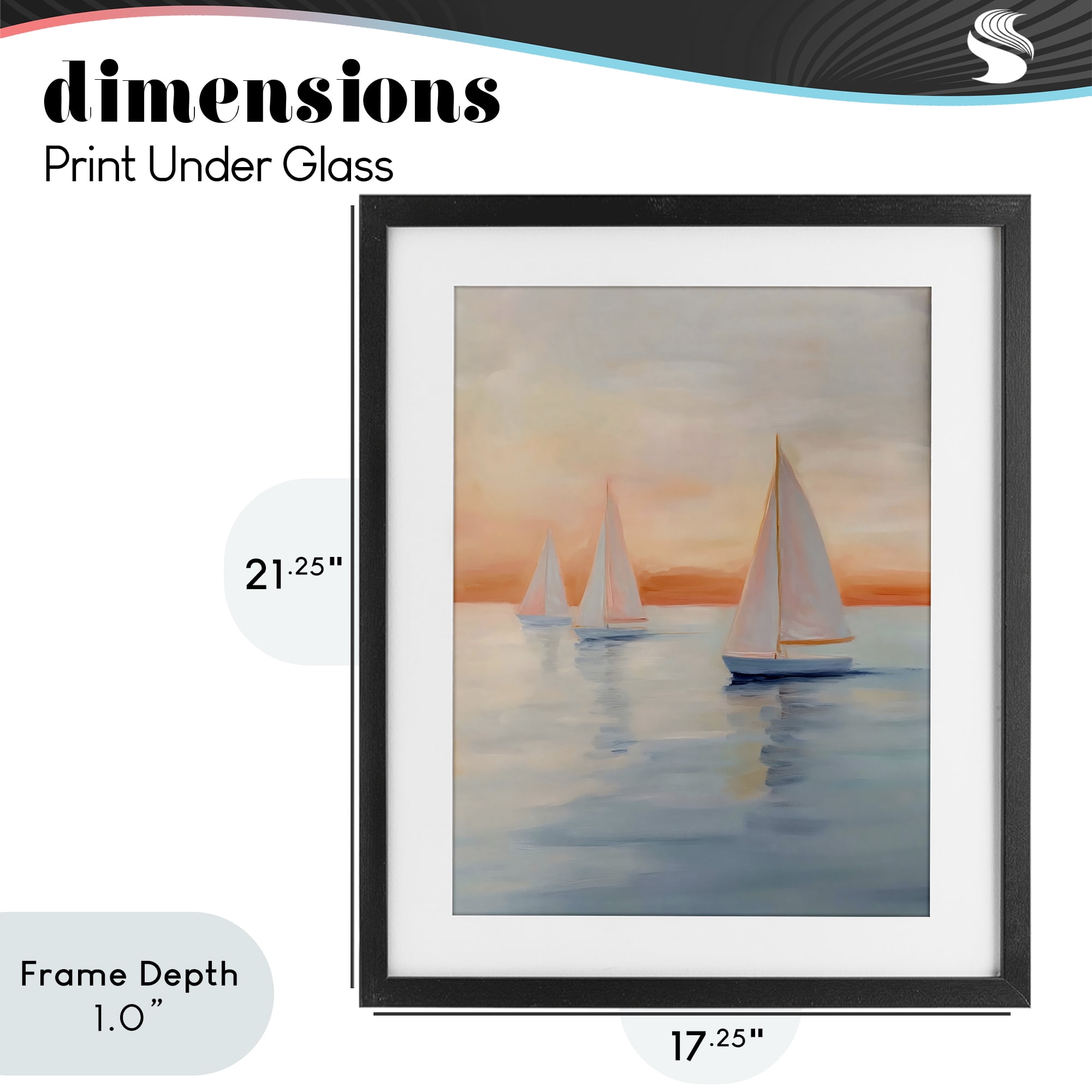Stupell Industries Sunset Sailboats Over Calm Sea Black Framed Print Under Glass, design by Creative Studio