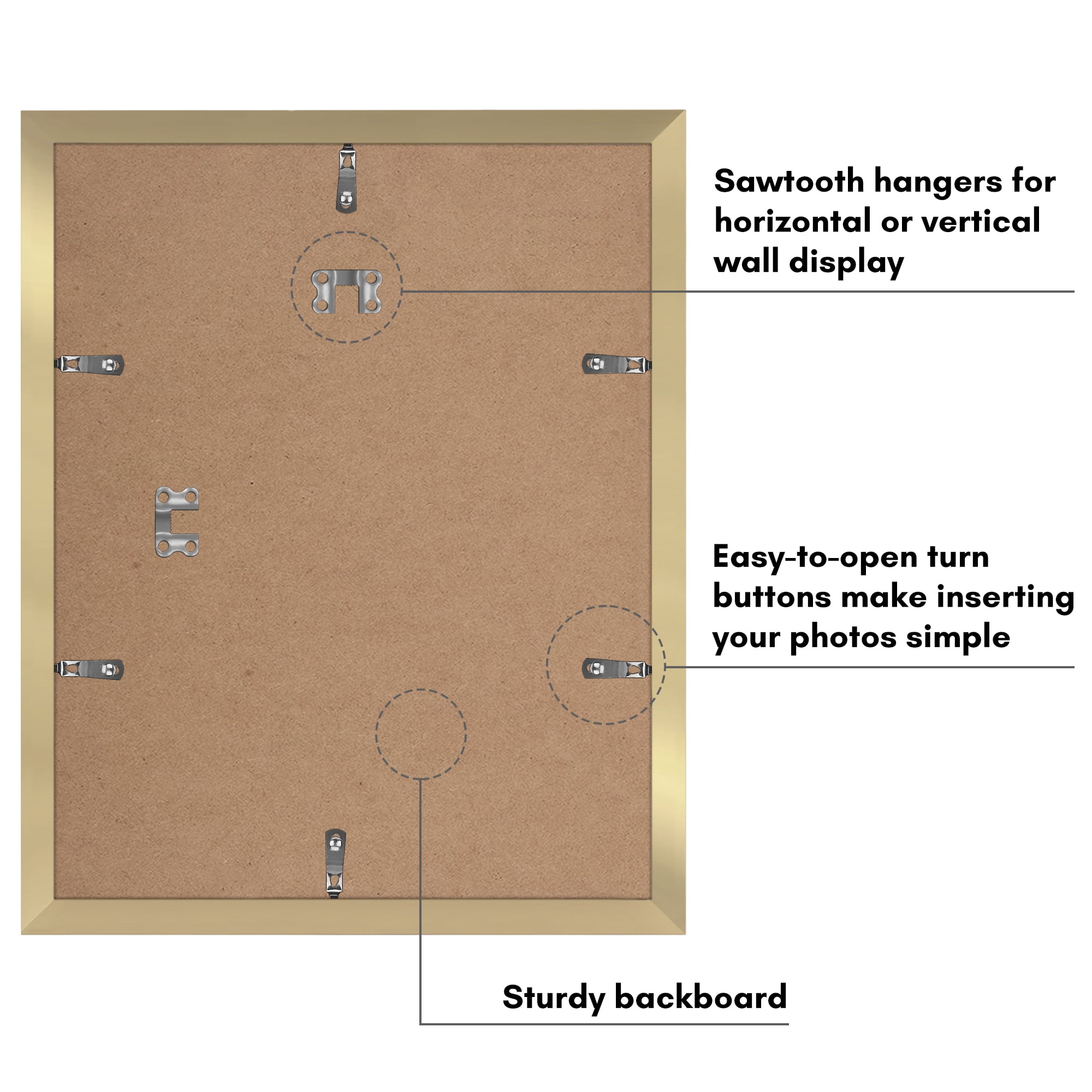Americanflat 11x14 Picture Frame with Polished Plexiglass with 8x10 Mat 5 Pack Display Photo Galleria - Gold