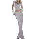 thumbnail image 2 of Conjunto de Dos Piezas para Mujer, Estilo Casual, Ideal para Estar en Casa. Incluye Top de Larga Ligeramente Corto y Pantalón de Pierna . Gris - Corto S, 2 of 10