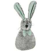 Northlight 12" Plush Rabbit with Bow Tie Easter Spring Decoration - Gray/Green