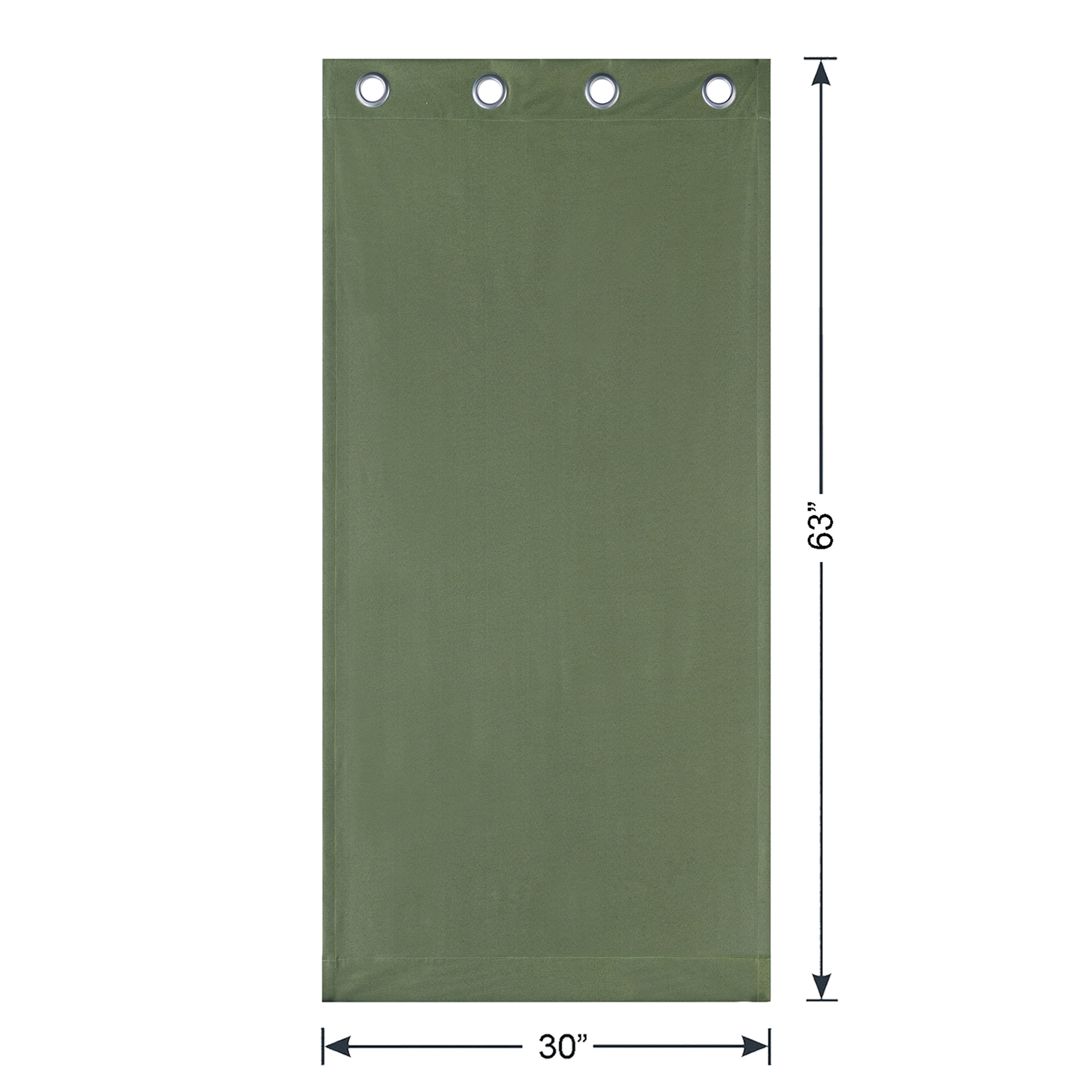 Mainstays Green Solid Blackout Grommet Curtain Panel Pair, Set of 2, 30" W x 63" L