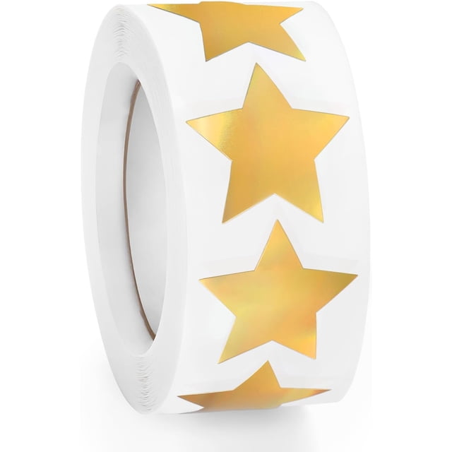 500 pegatinas metálicas de estrella dorada, pegatinas autoadhesivas metálicas con purpurina de 1 pulgada, pegatinas brillantes de estrellas brillantes, etiquetas de tabla de comportamiento de