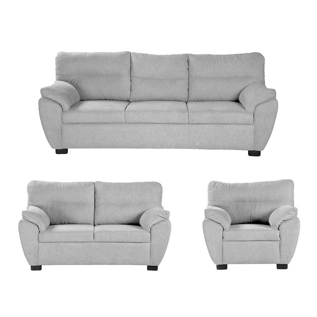 Sala Monza 3 Plazas Plata (Sofá, Love Seat y Sillón)