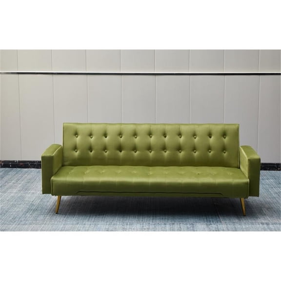 Kingway Furniture Jeffery Velvet Convertible Sofa in Army Green