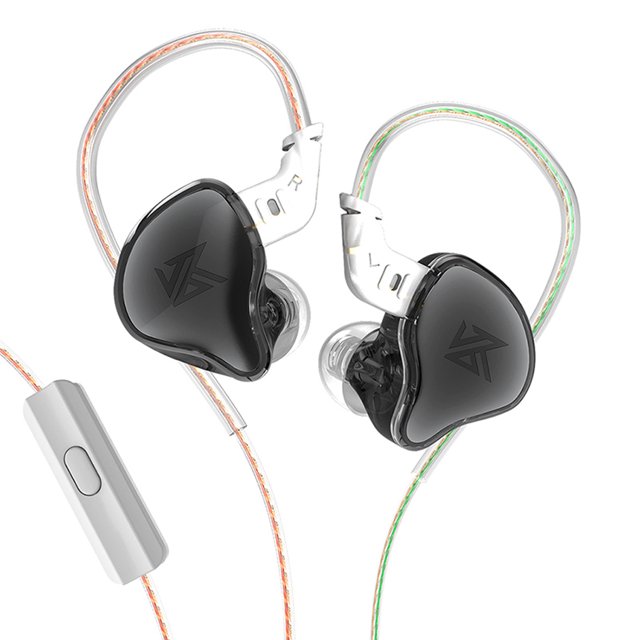 KZ Auriculares con cable Auriculares internos Auriculares portátiles Fitness Auriculares para computadora portátil Auriculares con enchufe en forma de L de 3,5 mm Clear Black, Mic Inevent EL005353-04B
