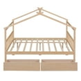 thumbnail image 3 of Bellemave Wood Full Size House Shaped Canopy Bed for Kids, Teens, Montessori House Bed with Storage Drawers for Girls & Boys (Natural), 3 of 10