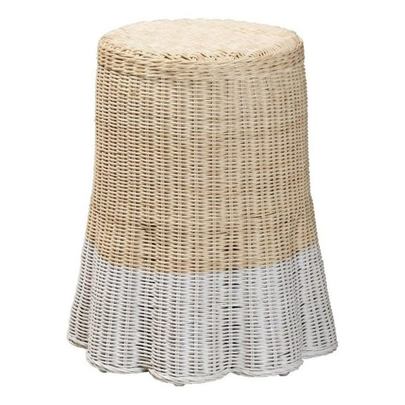 bali & pari Sarna Natural Rattan End Table Handwoven Wicker Accent Table