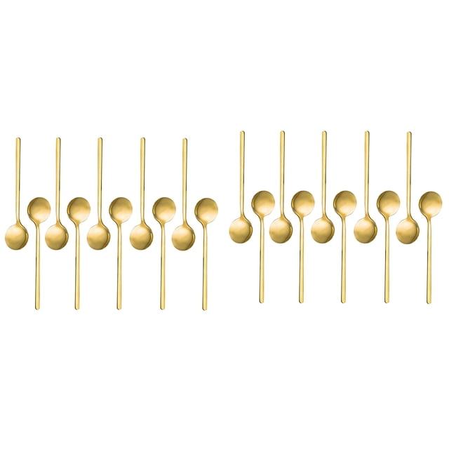 20 Cucharas de Café Expreso de Acero Inoxidable para Café, Azúcar, Postre, Pastel, Helado, Sopa, Antipasto (Dorado)
