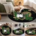 thumbnail image 5 of Round Area Rug 5 Ft, St. Patrick's Day Washable Non-Slip Circle Carpet for Living Room/Bedroom, Green Shamrock Leaf Gold Leopard Love Black Low-Profile Runner Mats Collection Rugs for Indoor, 5 of 8