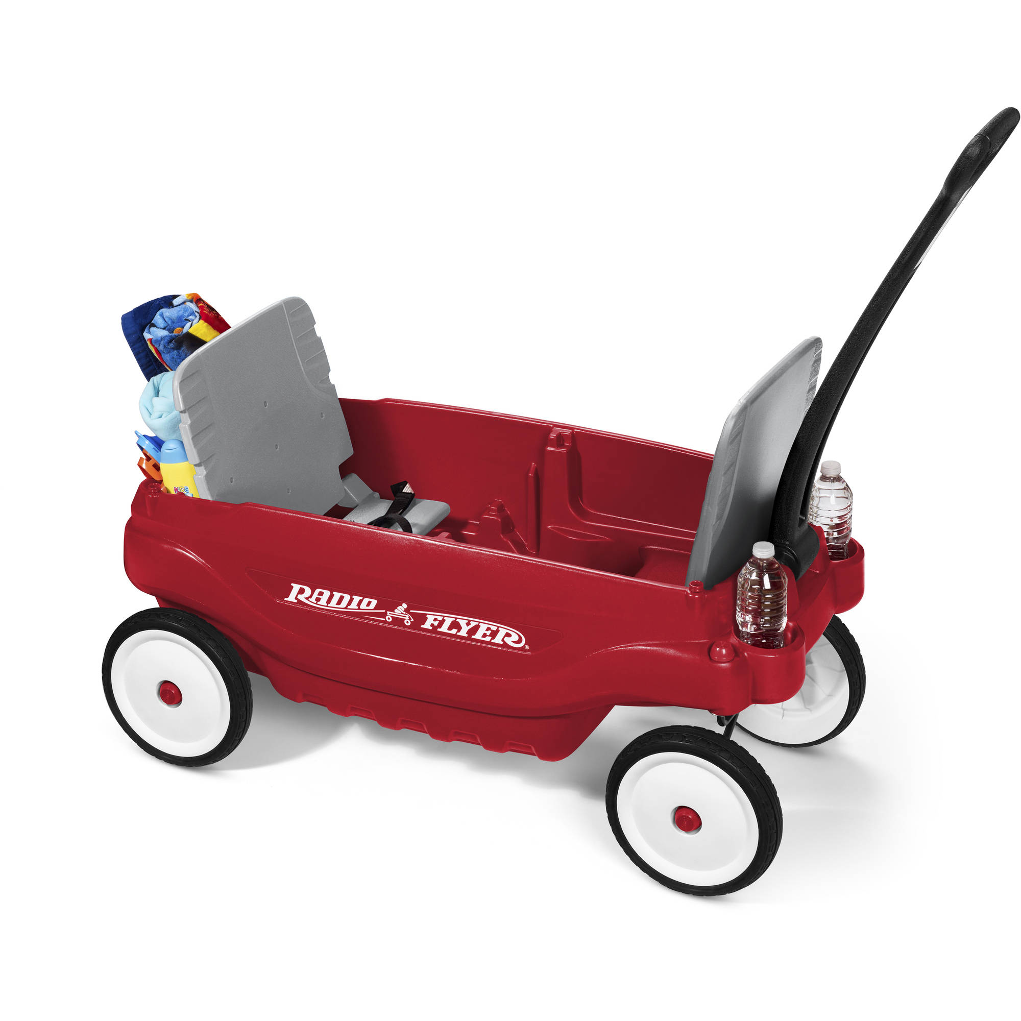 Radio Flyer, Deluxe Family Wagon with Canopy, Folding Seats, Red 