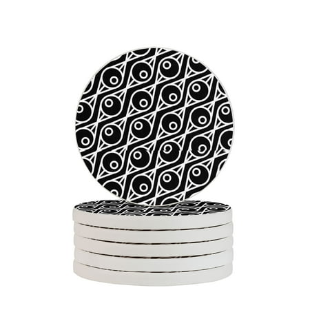 

Circular Drink Coasters Set Black And White Abstract Pattern Beautiful Home Decor Diatomite Heat-Resistant Diatomite Protect Table Countertop