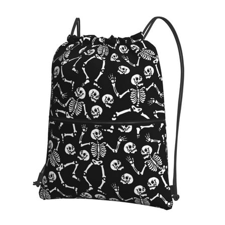 Easygdp Skeletons Dancing Drawstring Backpack Gym Bag,Sport Gym Sackpack,Gym Sack with Side Pocket for Men Women