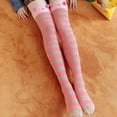 thumbnail image 2 of IWRICH Women's Thigh High Fuzzy Socks Cute over the Knee Stockings Winter Warm Stripe Leg Warmers S, 2 of 3
