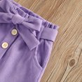 thumbnail image 4 of Toddler Girls Corduroy Skirt High Waist Button Front Belted Short Dress Elastic Waist Ruffle Skirt, 4 of 6