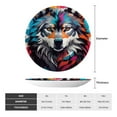 thumbnail image 2 of Balery Tie-Dye Wolf Head Print Bone China Decorative Plate Ceramic Dinner Plates Art Crafts with Display Stand-6in, 2 of 6
