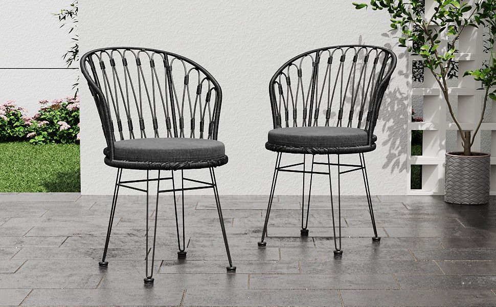 Euroco TAVON CHAIR,2PCS with 2 Cushions,Gray